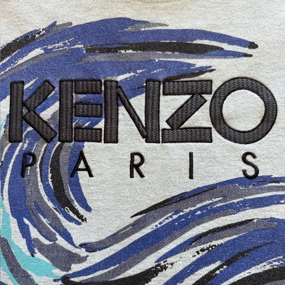 Kenzo Paris Wave Embroidery Sweatshirt – Gray/Blue • Size M • Unisex - Picture 6 of 8